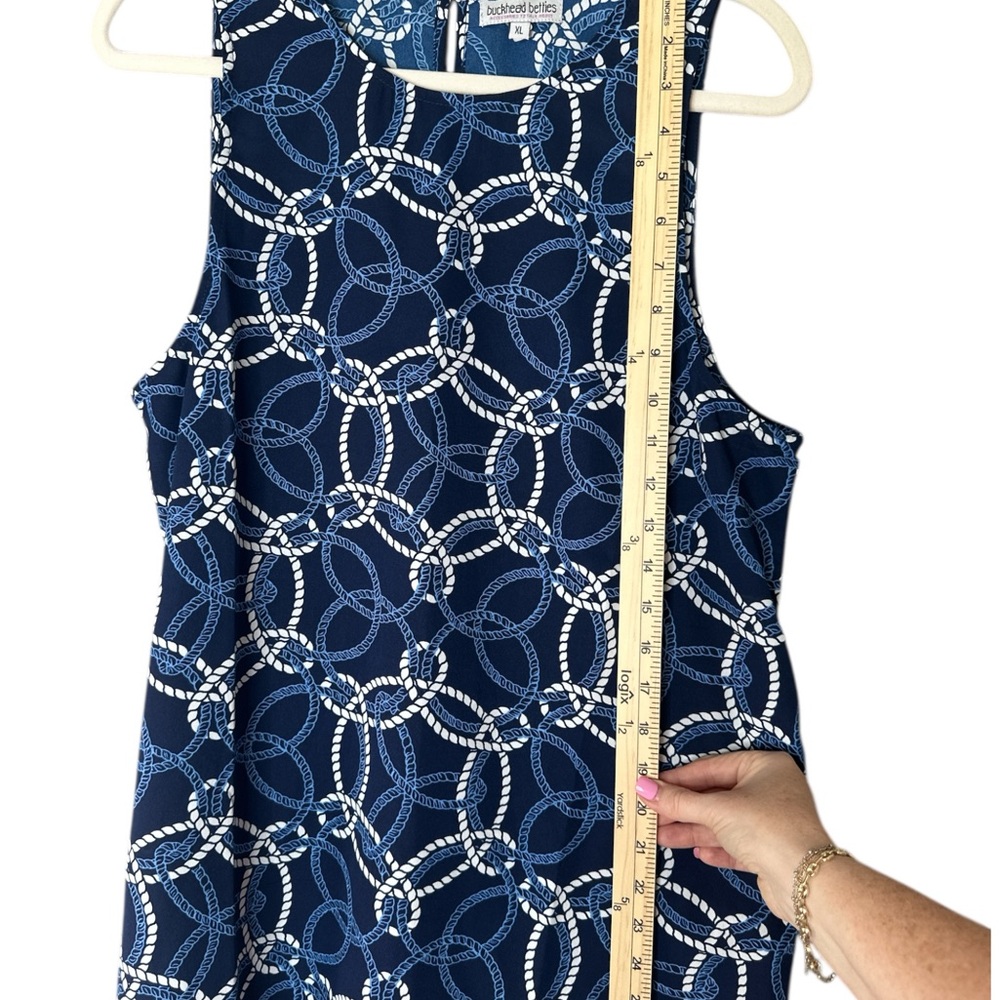 Buckhead Betties Navy Blue & White Nautical Print Sleveless Top, Women's Size XL - Picture 2 of 7